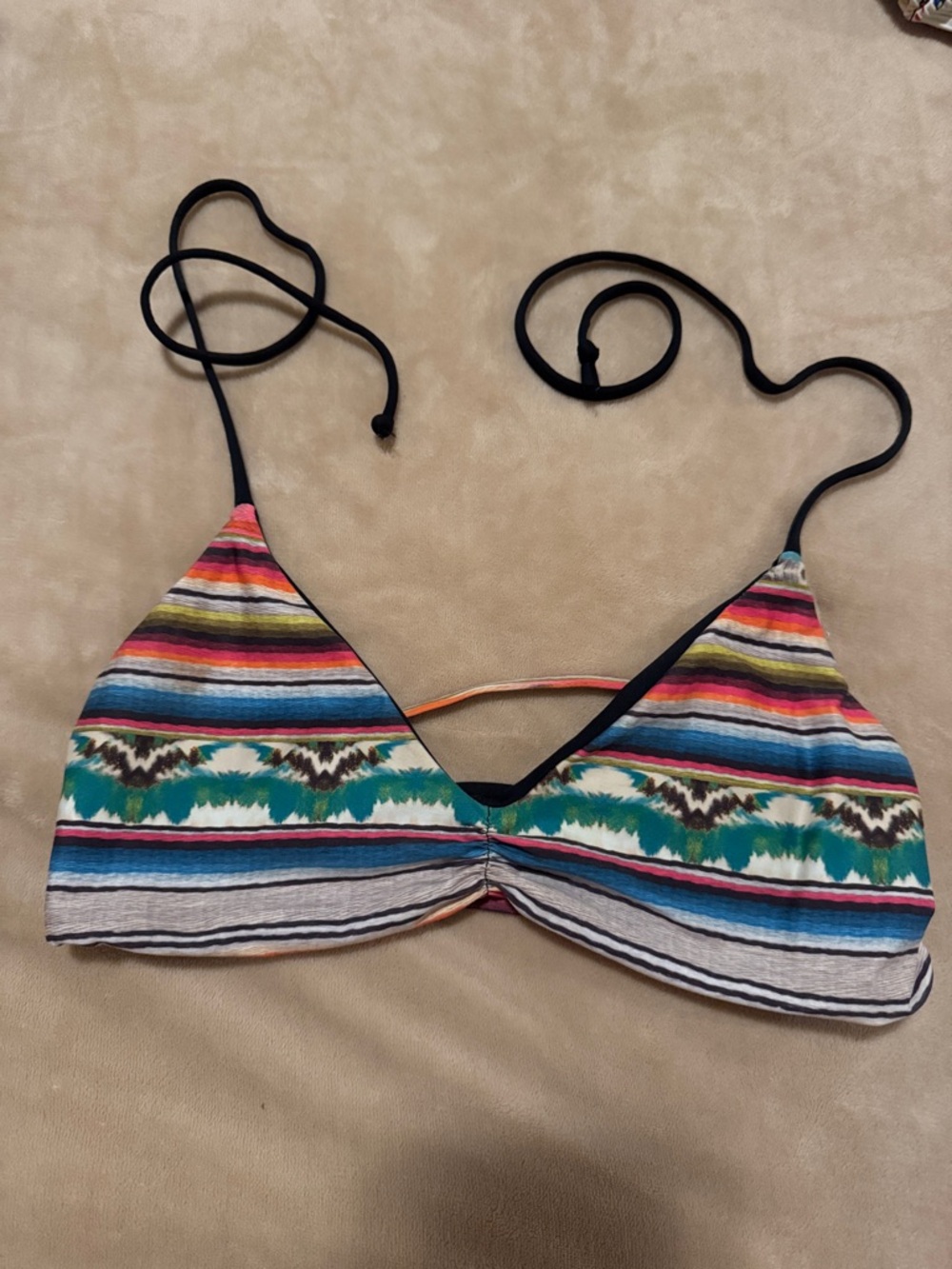 l*space Multicolor Striped Triangle Bikini Top